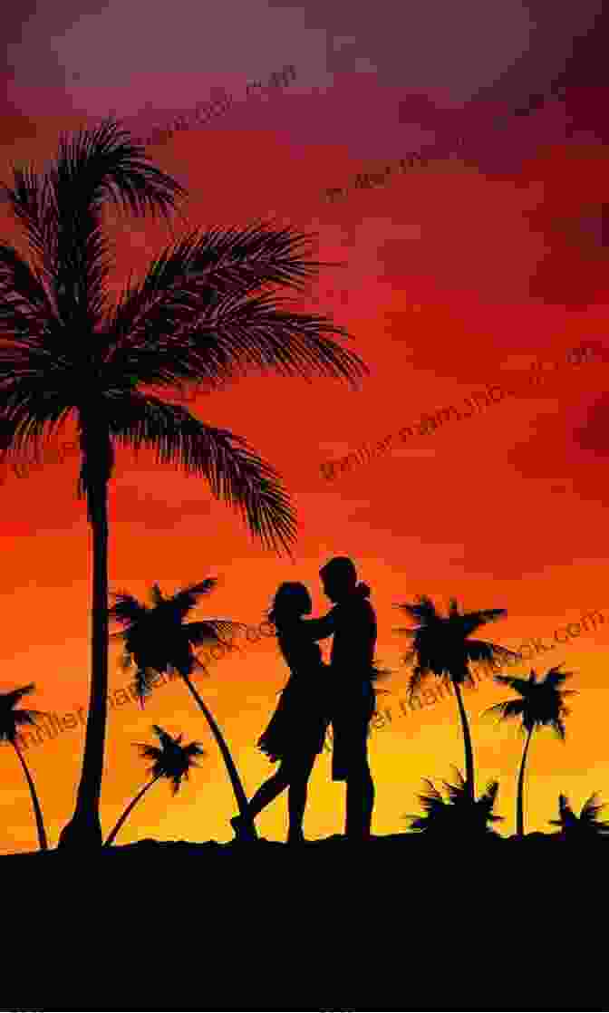A Couple Embracing On A Secluded Beach, Surrounded By Palm Trees And The Setting Sun. Light Action In The Caribbean: Stories