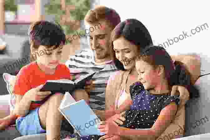 A Happy Family Sitting On A Couch And Reading A Book Together. Children Of Tomorrow: Guidelines For Raising Happy Children In The 21st Century